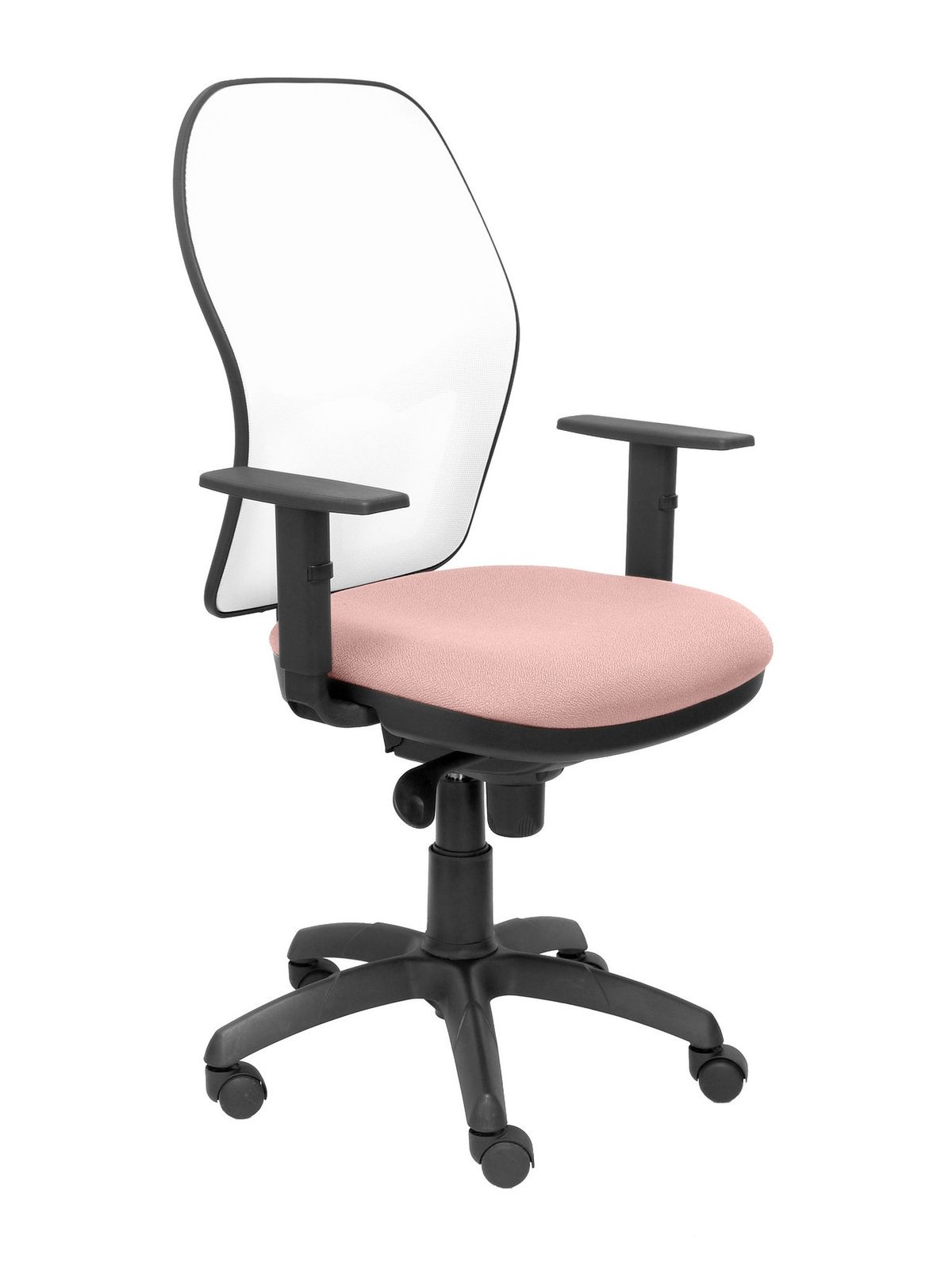 Silla Operativa de oficina Jorquera malla blanca asiento bali rosa pálido