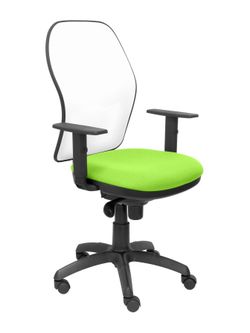 Silla Operativa de oficina Jorquera malla blanca asiento bali verde pistacho