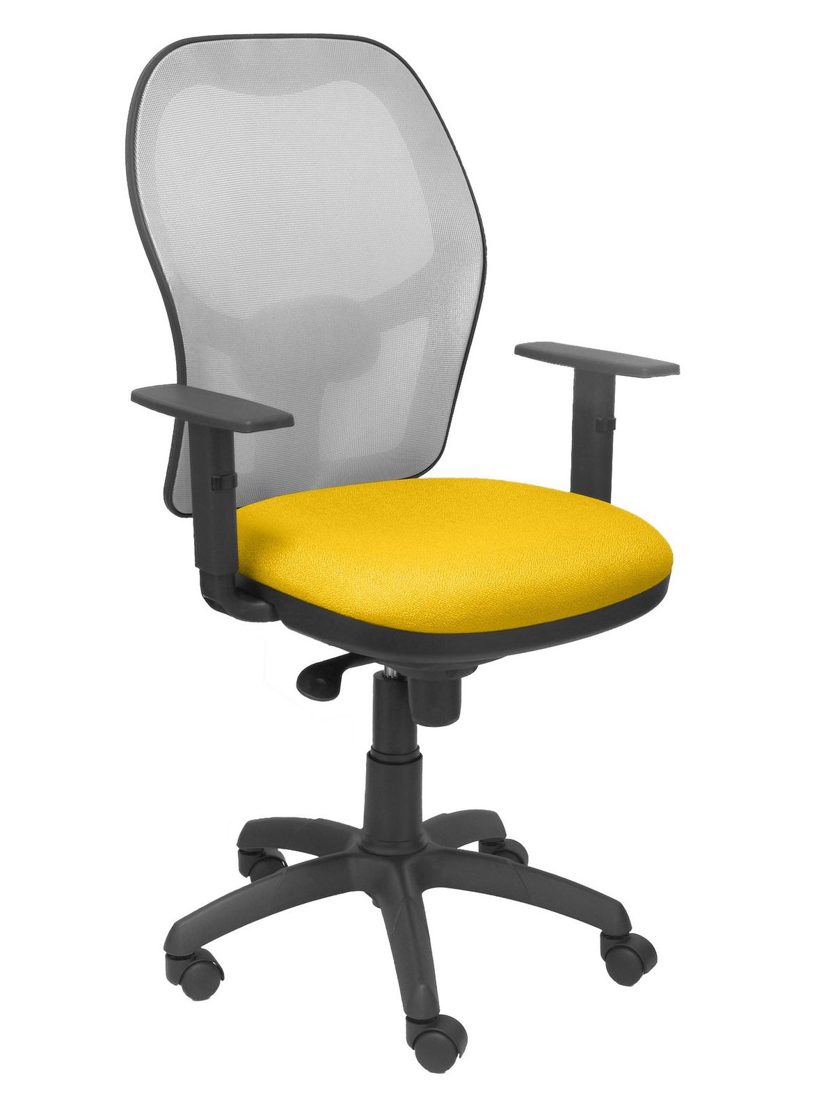 Silla Operativa de oficina Jorquera malla gris asiento bali amarillo