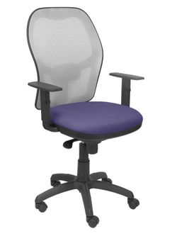 Silla Operativa de oficina Jorquera malla gris asiento bali azul claro