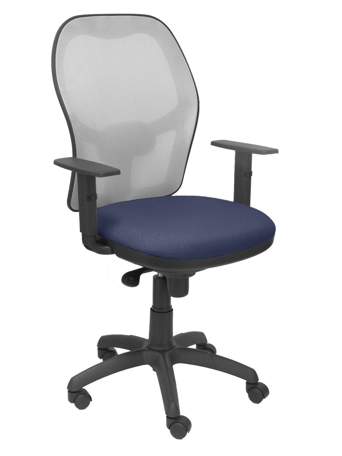Silla Operativa de oficina Jorquera malla gris asiento bali azul marino