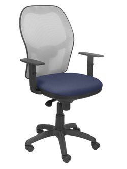 Silla Operativa de oficina Jorquera malla gris asiento bali azul marino