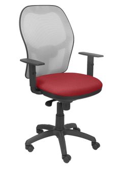 Silla Operativa de oficina Jorquera malla gris asiento bali granate