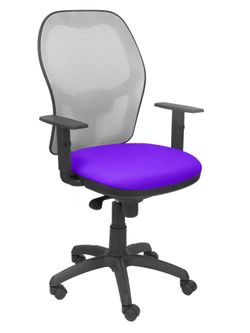 Silla Operativa de oficina Jorquera malla gris asiento bali lila