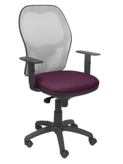 Silla Operativa de oficina Jorquera malla gris asiento bali morado