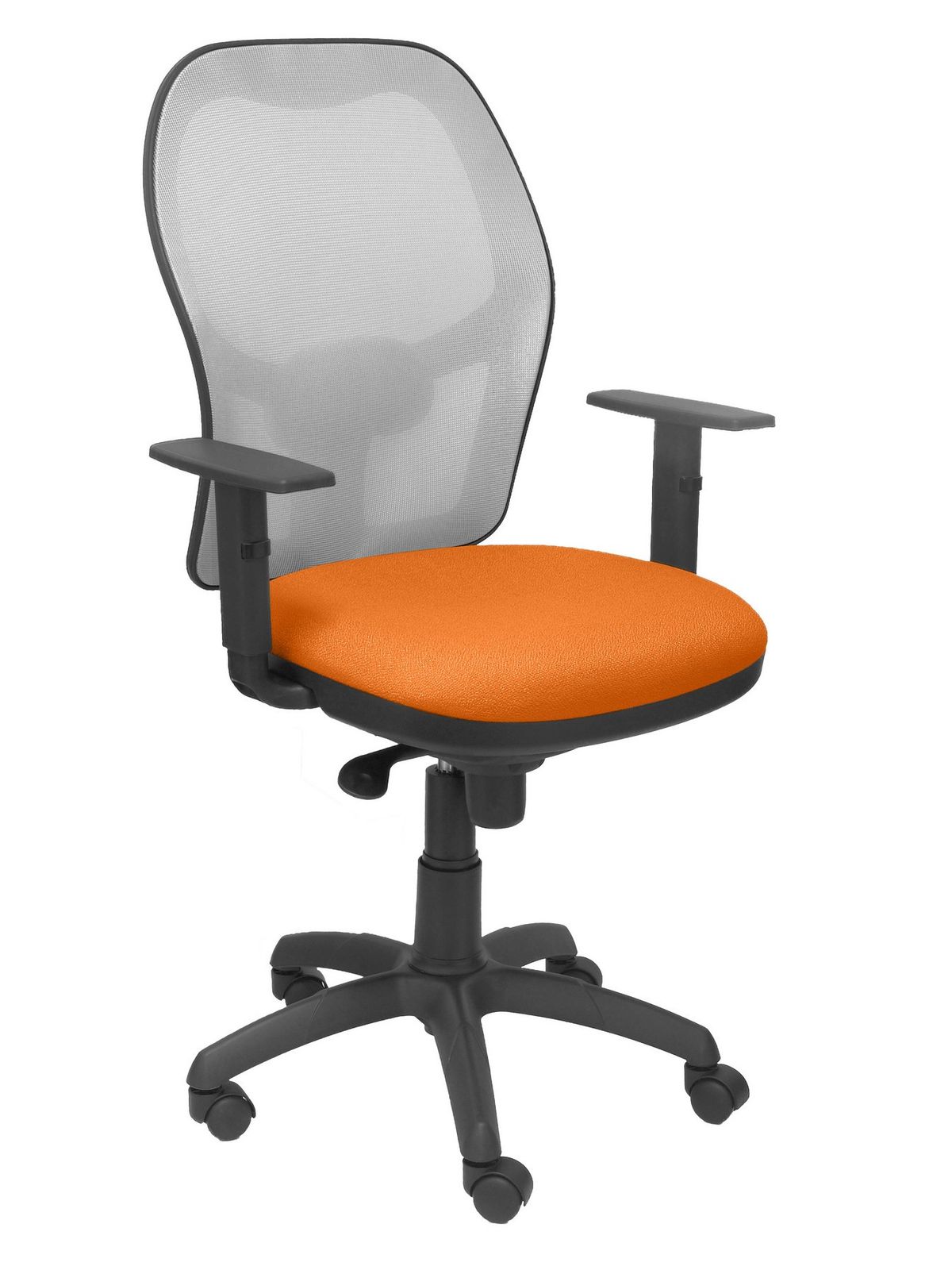 Silla Operativa de oficina Jorquera malla gris asiento bali naranja