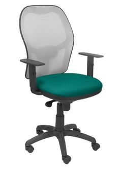 Silla Operativa de oficina Jorquera malla gris asiento bali verde claro