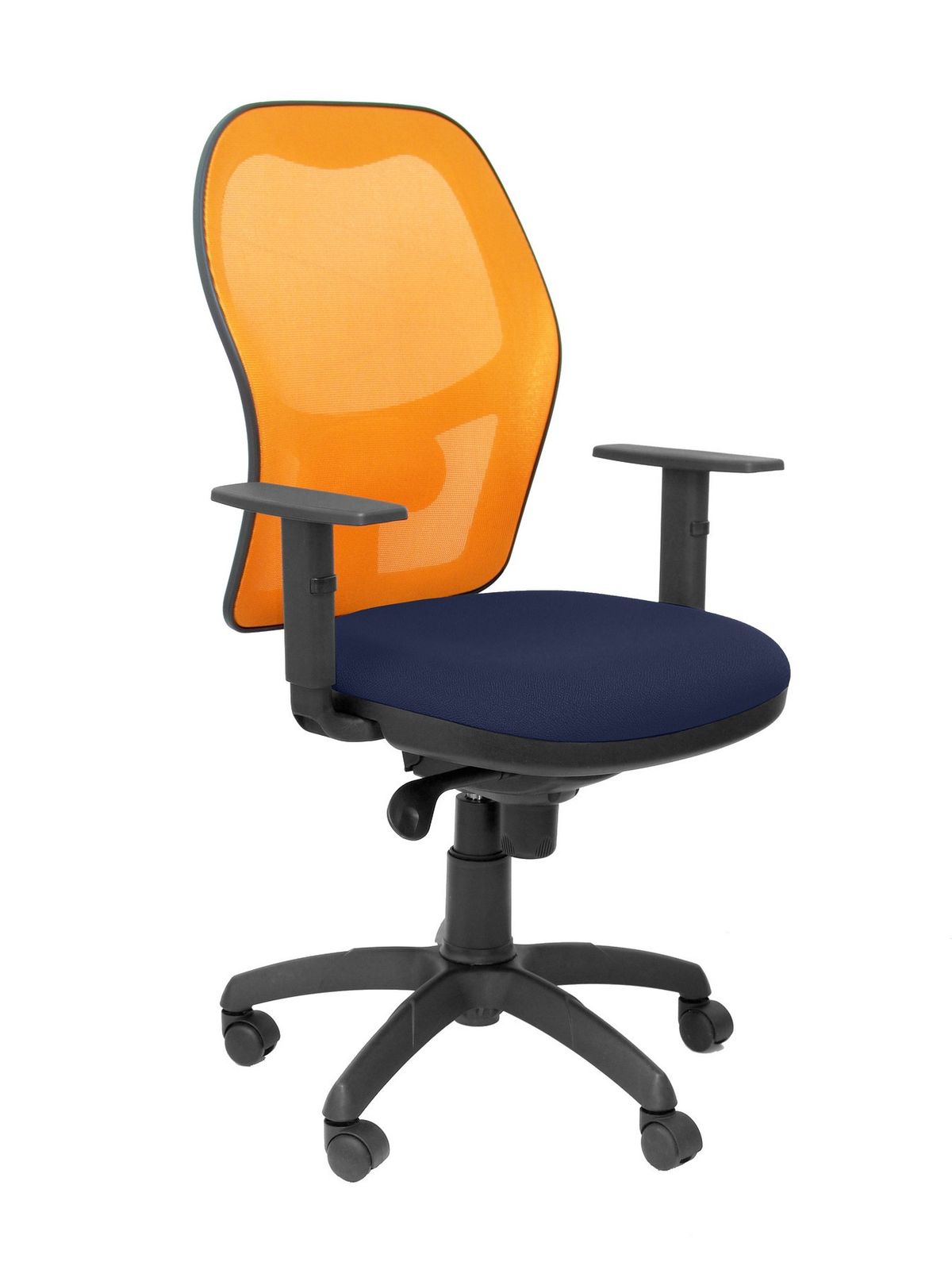 Silla Operativa de oficina Jorquera malla naranja asiento bali azul marino