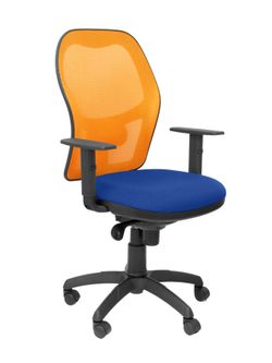 Silla Operativa de oficina Jorquera malla naranja asiento bali azul