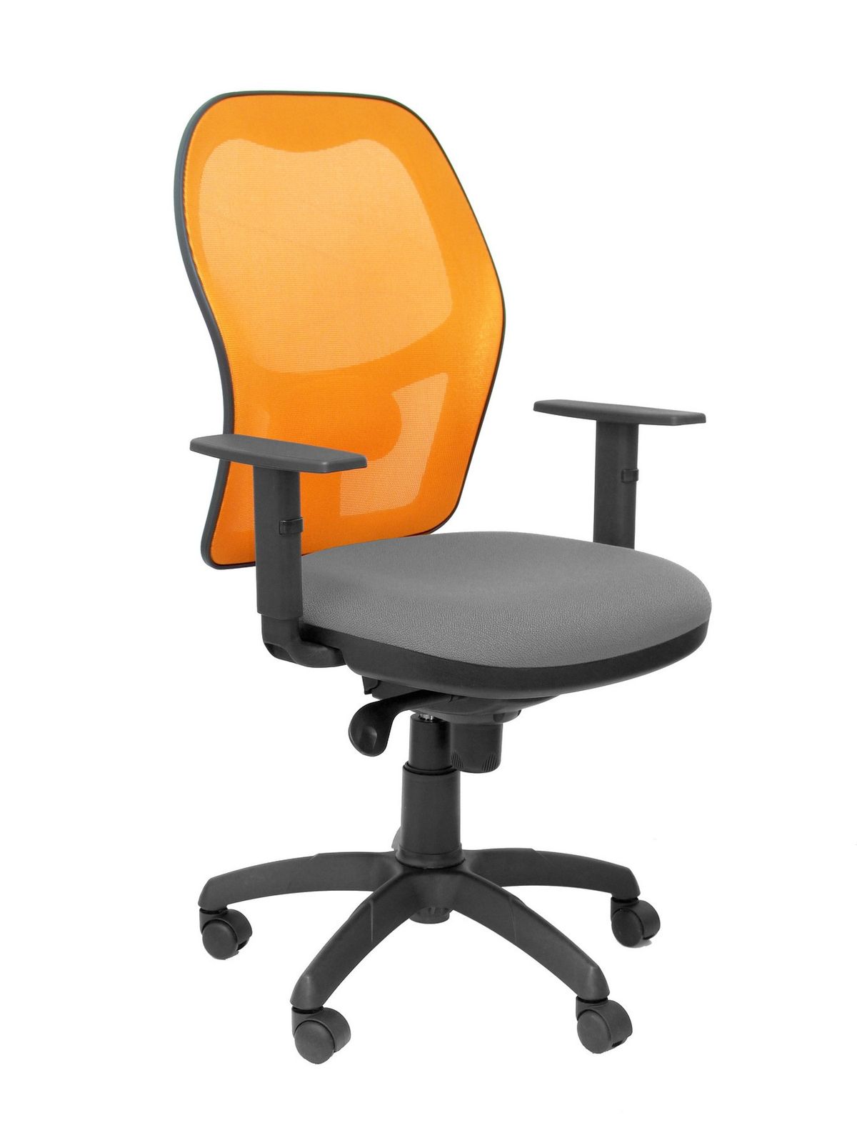 Silla Operativa de oficina Jorquera malla naranja asiento bali gris claro