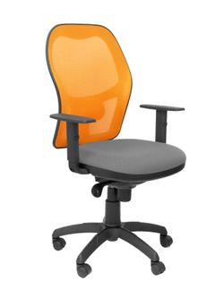 Silla Operativa de oficina Jorquera malla naranja asiento bali gris claro