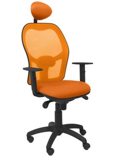 Silla Operativa de oficina Jorquera malla naranja asiento bali naranja con cabecero fijo