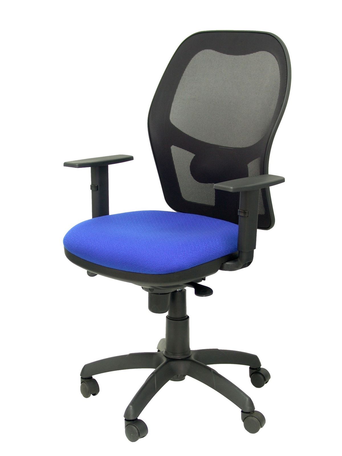 Silla Operativa de oficina Jorquera malla negra asiento bali azul