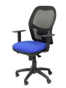 Silla Operativa de oficina Jorquera malla negra asiento bali azul