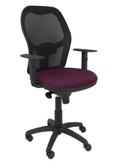 Silla Operativa de oficina Jorquera malla negra asiento bali morado
