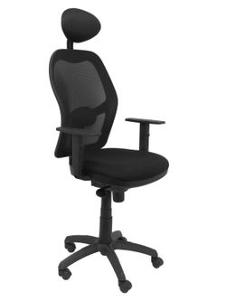 Silla Operativa de oficina Jorquera malla negra asiento bali negro con cabecero fijo