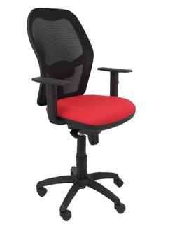 Silla Operativa de oficina Jorquera malla negra asiento bali rojo