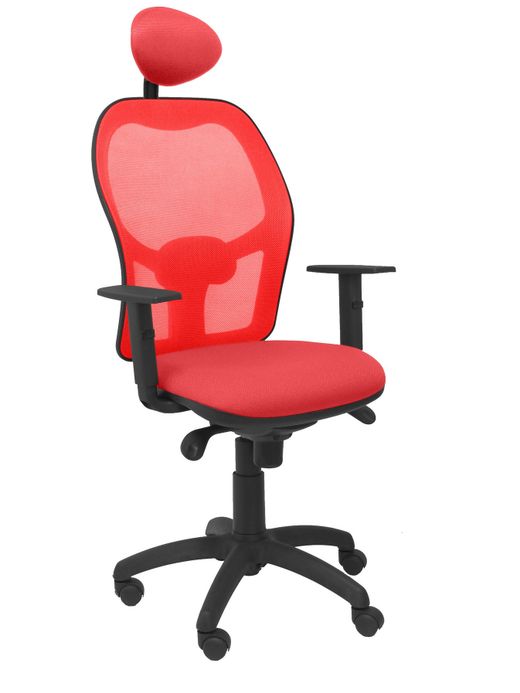Silla Operativa de oficina Jorquera malla roja asiento bali rojo con cabecero fijo