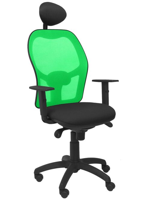 Silla Operativa de oficina Jorquera malla verde asiento bali negro con cabecero fijo