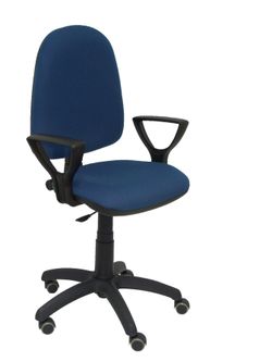 Silla Operativa de oficina modelo  Ayna brazos fijos bali azul marino ruedas de parquet