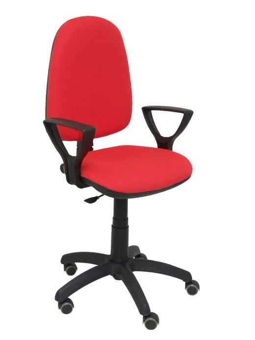 Silla Operativa de oficina modelo Ayna brazos fijos bali rojo ruedas de parquet