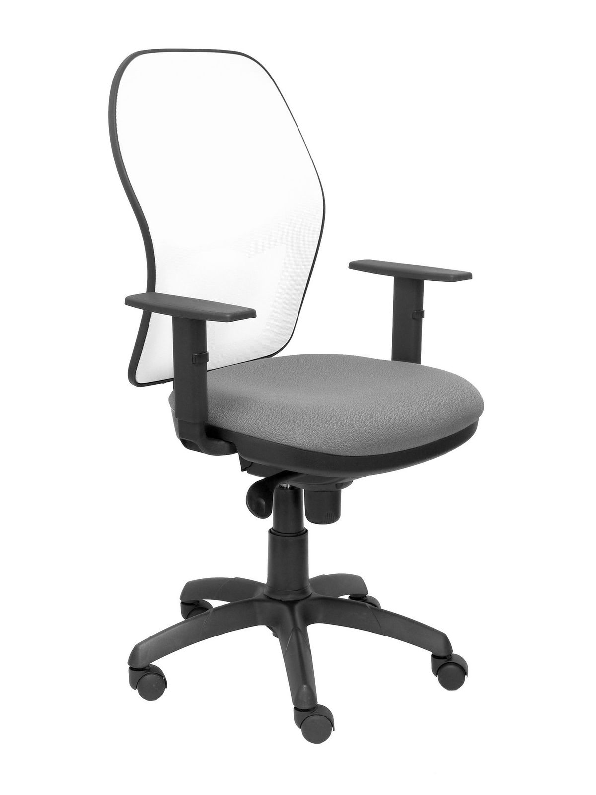 Silla Operativa de oficina modelo  Jorquera malla blanca asiento gris claro