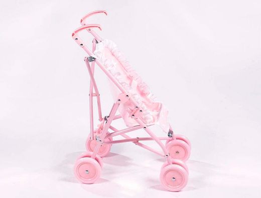 Silla pequeña de paseo para muñecas carlota color rosa 550x270x410 mm