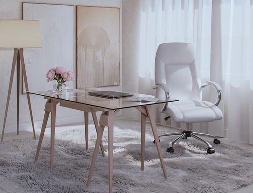Silla q-connect direccion vero na simil piel base metalica alt max 1210 anc 650 prof 730 mm ruedas premium color blanco