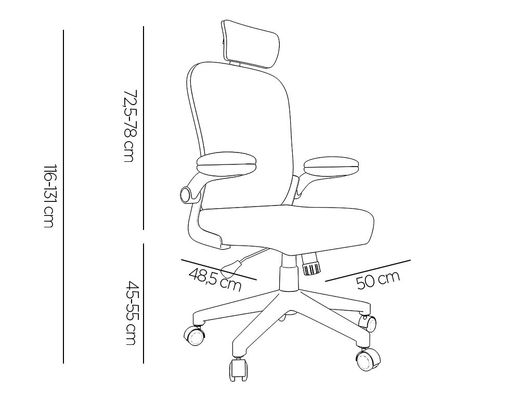Silla q-connect ergonomica pal ermo malla base nylon alt max 1300 anc 610 prof 600 ruedas premium color blanco gris