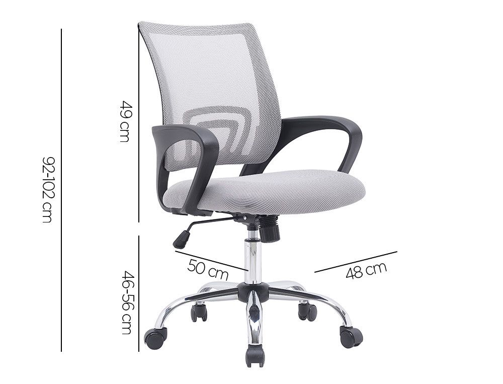 Silla q-connect oficina siena malla base metalica alt max 1000 anc 560 prof 570 ruedas premium color blanco gris