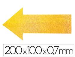 Simbolo adhesivo durable pvc forma de flecha para delimitacion suelo amarillo 200x100x0,7 mm pack de 10