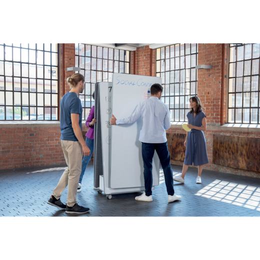 Sistema de pizarra magnética y tablero de anuncios móvil Move&Meet