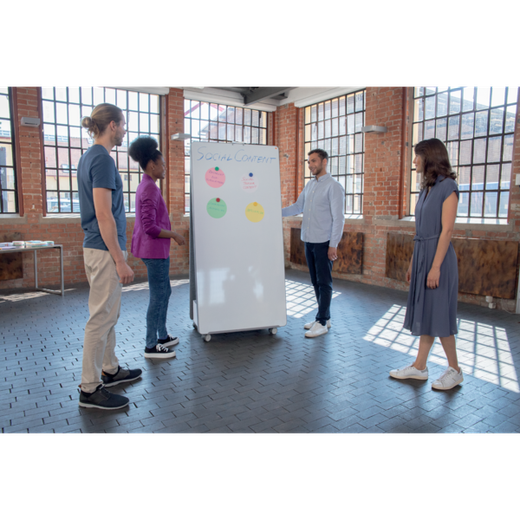 Sistema de pizarra magnética y tablero de anuncios móvil Move&Meet