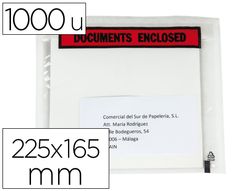 Sobre autoadhesivo q-connect portadocumentos multilingue 225x165 mm sin ventana paquete de 1000 unidades