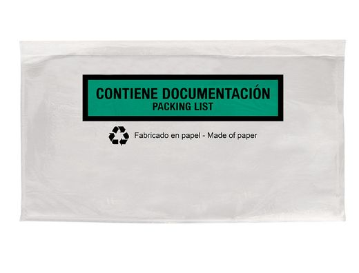 Sobre autoadhesivo q-connect portadocumentos multilingue 240x135 mm sin ventana 100% papel paquete de 100 unidades