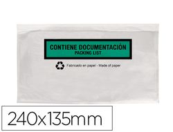 Sobre autoadhesivo q-connect portadocumentos multilingue 240x135 mm sin ventana 100% papel paquete de 100 unidades