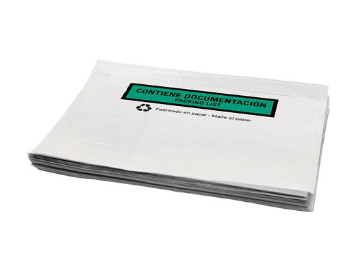 Sobre autoadhesivo q-connect portadocumentos multilingue 240x180 mm sin ventana 100% papel paquete de 100 unidades