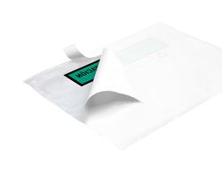 Sobre autoadhesivo q-connect portadocumentos multilingue 240x180 mm sin ventana 100% papel paquete de 100 unidades