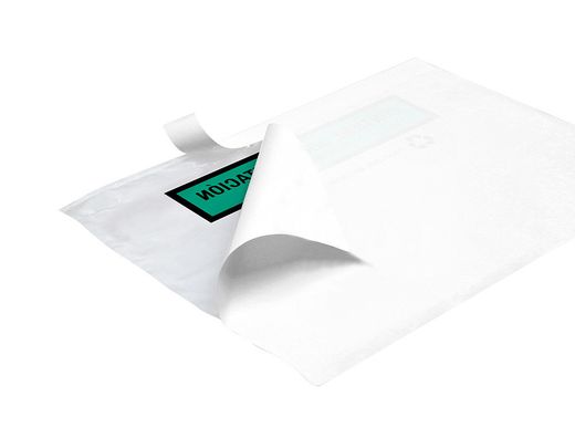 Sobre autoadhesivo q-connect portadocumentos multilingue 240x180 mm sin ventana 100% papel paquete de 100 unidades