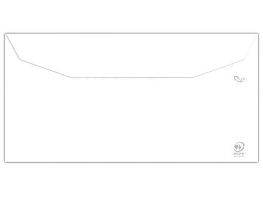 Sobre blanco 115x225 mm solapa engomada caja de 500 unidades. Tamaño americano