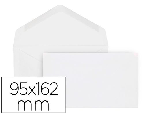 Sobre liderpapel blanco con fondo 95x162 mm engomado solapa de pico caja de 500 unidades
