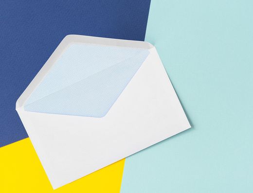 Sobre liderpapel blanco con fondo 95x162 mm engomado solapa de pico paquete de 25 unidades