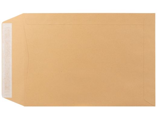 Sobre liderpapel bolsa fuelle kraft 250x353 mm solapa tira de silicona papel 120 gr caja de 50 unidades