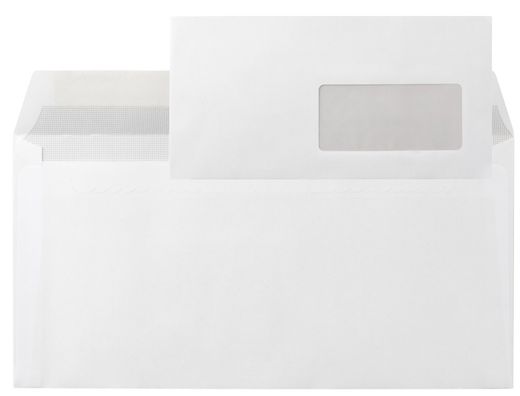 Sobre Liderpapel N.3 Blanco Din Americano Ventana Derecha 110X220Mm Tira de Silicona System Open Caja de 500 Unidad