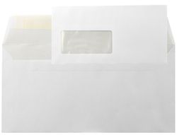 Sobre Liderpapel N.6 Blanco Americano Ventana Izquierda 115X225 Tira de Silicona Open System Caja de 500 Unidades