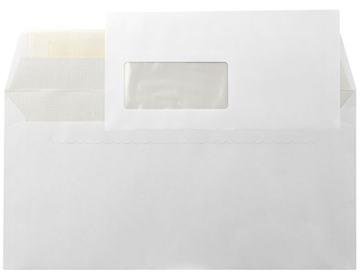 Sobre Liderpapel N.6 Blanco Americano Ventana Izquierda 115X225 Tira de Silicona Open System Caja de 500 Unidades