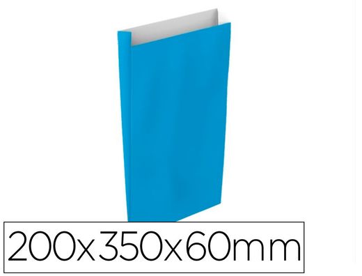 Sobre papel basika celulosa celeste con fuelle m 200x350x60 mm paquete de 25 unidades