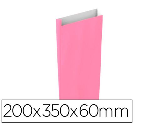 Sobre papel basika celulosa rosa con fuelle m 200x350x60 mm paquete de 25 unidades