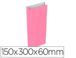 Sobre papel basika celulosa rosa con fuelle s 150x300x60 mm paquete de 25 unidades