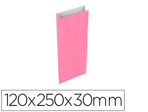 Sobre papel basika celulosa rosa con fuelle xs 120x250x30 mm paquete de 25 unidades